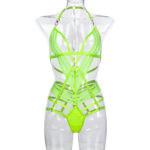 Black Bandage Halter Cross-Fit Underwear  Back Chain Hollow Sexy Bodysuit Women - imagine 8