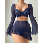 Sexy Lingerie Set with Lace and Sheer Design for Erotic Role-Playing - imagine 2