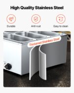 Commercial Food Warmer 6-Pan 1500W Countertop Buffet Bain Marie With Lid - imagine 4
