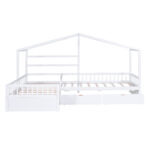 Twin Size House Platform Bed with Three Storage Drawers White - imagine 13