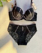 Cross-border New Leopard Print Sexy Push-up Bra Lace Thin Molded Cup Plus Size Women's Underwear Set - imagine 7