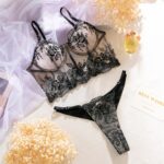 Sexy Women's Bra Set Black Lace Embroidery Steel Ring Boned Underwear Intimates - imagine 6