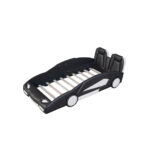 Twin Size Race Car-Shaped Platform Bed with Wheels, Black - imagine 6