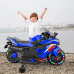 Kids Powered Ride-ons Toy, Kids Motorcycle For 3-6 Years, 12V Electric Ride On Motorcycle With Light Wheel & Bluetooth Music-Blue - imagine 10