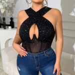 Sexy jumpsuit with open crotch perspective underwear and mesh jumpsuit - imagine 4