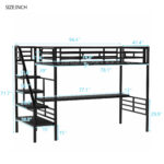 Metal Loft Bed Frame with Desk No Box Spring Needed Twin Black - imagine 3
