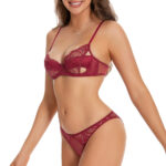 Bra Set with Anti-Nipple Design, Spliced Sheer Tempting Sexy Lingerie - imagine 4