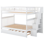 Full over Full Bunk Bed with Trundle and Staircase White - imagine 9
