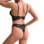 European and American Simple One-Piece Thin Lace Two-Piece Set Heart Crystal Erotic Underwear Transparent Women - imagine 5