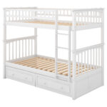 Twin over Twin Bunk Bed with Drawers  Convertible Beds  White - imagine 11