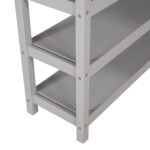 Full Size Loft Bed with Storage Shelves and Under-bed Desk, Gray - imagine 13