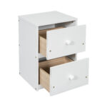 Twin Loft Wood Bed with Under-bed, Built-in Desk, a Storage Cabinet of 2 Drawers, Guardrails, Ladder,White - imagine 20