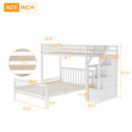 Twin over Full Loft Bed with Staircase,White - imagine 3