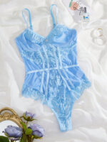 Elegant Teddy Pink Lace Splicing Slimming Strapless Sexy Romper Fitted Gathering - imagine 8