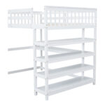 Full Size Loft Bed with Storage Shelves and Under-bed Desk White - imagine 14
