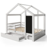 Full House Bed with Blackboard and Drawers Two assembly options White - imagine 14