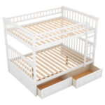 Full over Full Bunk Bed with Drawers Convertible Beds White - imagine 6