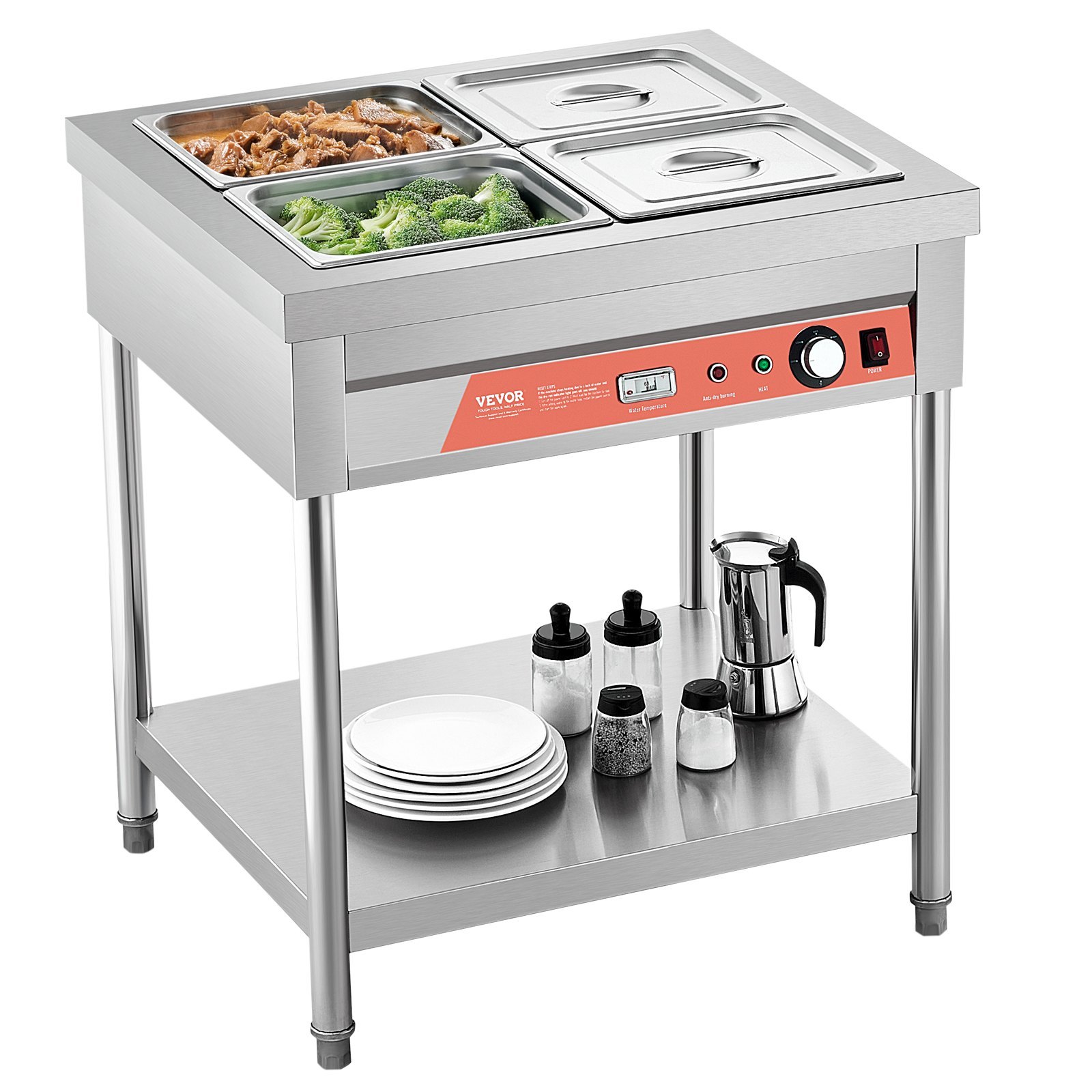 3bce9052-1f84-4268-9163-51b3f4546a7e.jpg 4 X 1/2 Pans Commercial Food Warmer Electric Steam Table With Undershelf - imagine 1