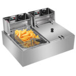 Electric Fryer Silver Stainless Steel Double Cylinder - imagine 7