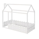 {Slats are not included}Twin Size Wood Bed House Bed Frame with Fence for KidsTeens Girls Boys {White} - imagine 2