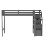 Twin over Full Loft Bed with Staircase Gray - imagine 11