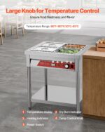 4 X 1/2 Pans Commercial Food Warmer Electric Steam Table With Undershelf - imagine 2