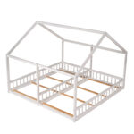 Twin Size House Platform Beds Two Shared Beds White - imagine 8