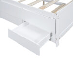 Full Size Platform Bed with Storage LED Headboard  Twin Size Trundle and 3 Drawers White - imagine 4