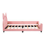 Twin Size Upholstered Daybed with Carton Ears Shaped Headboard  Pink - imagine 12