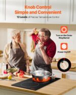 1800W 2 Burner Induction Cooktop Electric Countertop Burner Knob Control - imagine 3