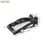 Twin Size Race Car-Shaped Platform Bed with Wheels, Black - imagine 11