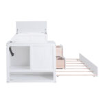Twin Size Daybed with Storage Arms Trundle and Charging Station White - imagine 9