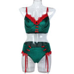 Christmas European and American Style Lingerie Set with Bow Tie Two Pieces - imagine 6