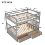 Full over Full Bunk Bed with Drawers, Convertible Beds  Gray - imagine 3