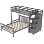 Twin over Full Loft Bed with Staircase Gray - imagine 13