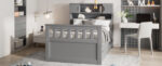 Twin Size Captain Platform Bed Frame with Storage Bookcases and Shelves,Four Drawers, Gray - imagine 4
