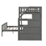 Twin over Full Loft Bed with Staircase Gray - imagine 7