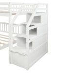 Twin over Full Loft Bed with Staircase,White - imagine 7