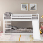 Twin over Twin Bunk Bed with Convertible Slide and Ladder White - imagine 16