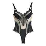 Sexy engraved backless mesh see through lace patchwork contrasting color jumpsuit for women