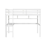Twin Loft Bed with built-in desk and bookcase of three compartments, Guardrails and Ladder,White - imagine 18