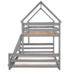 Twin over Full House Bunk Bed with Built-in Ladder Gray - imagine 11