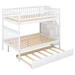 Full over Full Bunk Bed with Trundle and Staircase White - imagine 11