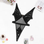 Tight mirror hollow jumpsuit leather jacket PU patent leather shiny leather jacket - imagine 5