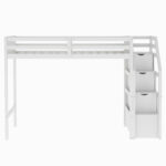 Twin over Full Loft Bed with Staircase,White - imagine 10