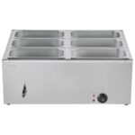 Commercial Food Warmer 6-Pan 1500W Countertop Buffet Bain Marie With Lid