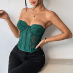 Sexy Women's Spring and Summer Pure Temptation Lace Boned Button Waist Shaping Wrap Chest Backless Top - imagine 6
