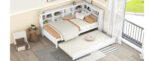Wooden Twin Size DayBed with Twin Trundle, DayBed with Storage Shelf and USB Charging Ports,White - imagine 4
