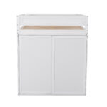 Wood Full Size Loft Bed with Wardrobes and 2-Drawer Desk with Cabinet, White - imagine 7