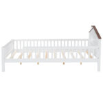 Full Size Wood Platform Bed with House-shaped Headboard, LED and Built-in Storage, White - imagine 5